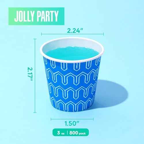 Perfect 3 oz Disposable Cups Blue Design 800-Pack for Parties Travel