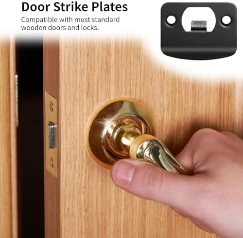 12 Pcs stainless steel door strike plates black full lip round corner strike plates for door reinforcement