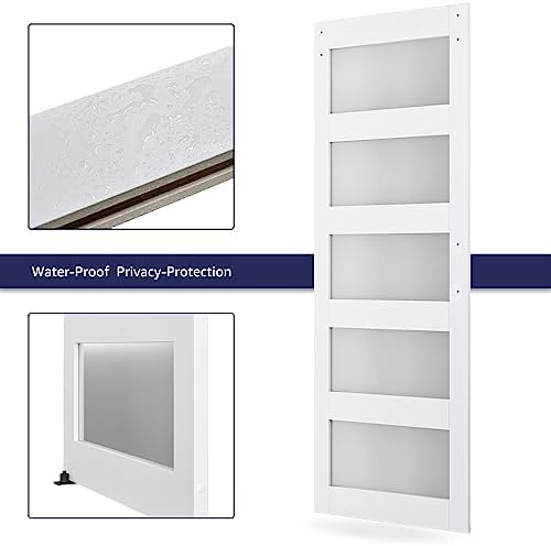 Luxury 5-Panel Barn Door Frosted Glass Waterproof and Easy to Install