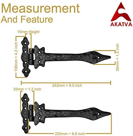 AKATVA 2-Piece Black Matte Door Hinge Set