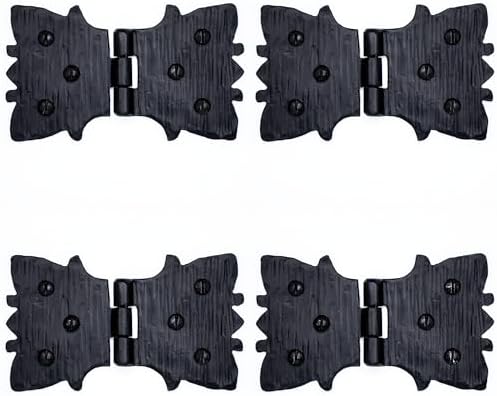 4-Pack 4-Inch Black Wrought Iron Hinges for Farmhouse Doors Gates