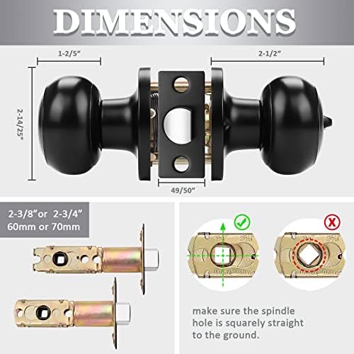 Probrico Black Keyless Door Knobs Privacy Secure and Reliable