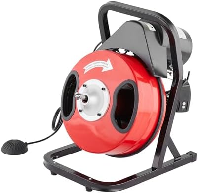 VEVOR 50FTx12Inch Steel Core Electric Drain Auger for 2 to 4 Pipes Powerful Drain Cleaning Tool