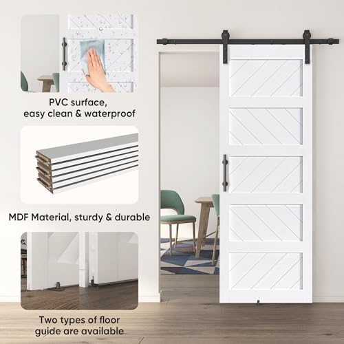 JUBEST 30 x 84 Barn Door Kit with Wave Shape Design