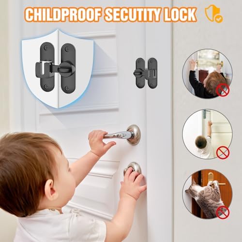 Barn Door Lock - Small 90180 Degree Black 1-Pack
