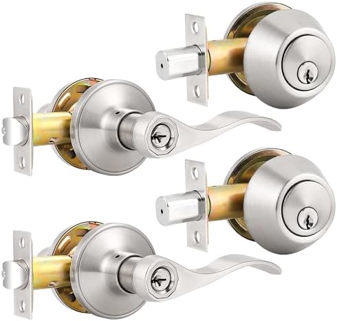 2-Pack Exterior Door Lever Set with Satin Nickel Finish