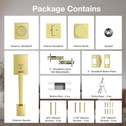 Premium Front Door Lock Set with Gold Knob and Modern Design