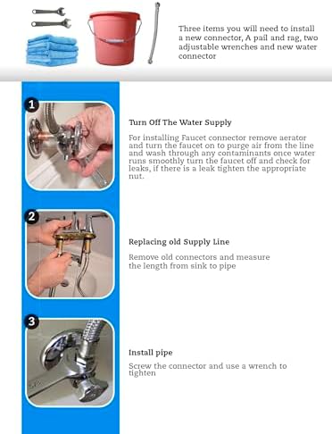 Sturdy Stainless Steel Faucet Hose 30 Length 4-Pack