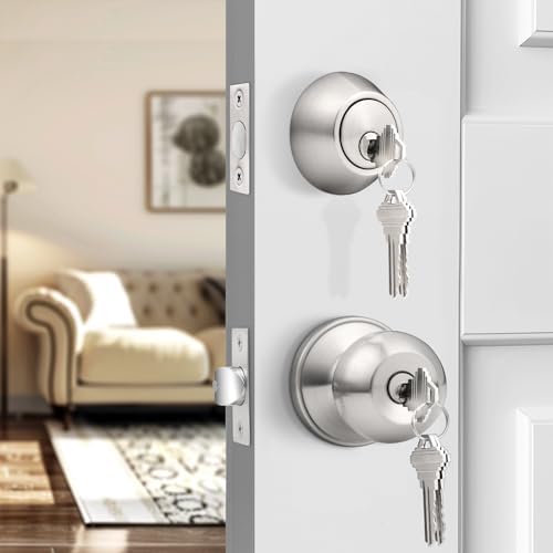 Probrico 3-Pack Door Knob Set with Deadbolts Keyed Alike 36 Keys