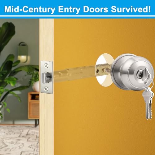 ACEPLANET 5 Inch Backset Entry Door Latch with Satin Nickel