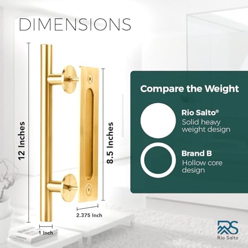 Adjustable Gold Barn Door Complete Hardware Kit