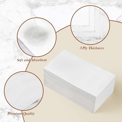 400-Piece 3-Ply White Soft Disposable Napkins for Parties Birthdays WeddingsElegant Durable Absorbent