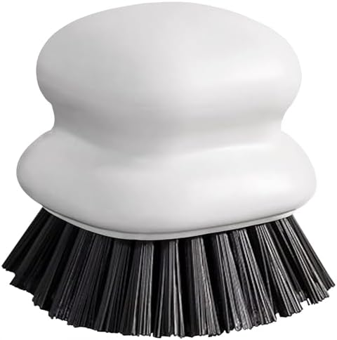 White Ergonomic Dish Brush with Handle for Kitchen Scrubbing