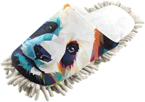 RunningBear White Colorful Funny Panda Big Cat Mop Slippers Mop Floor