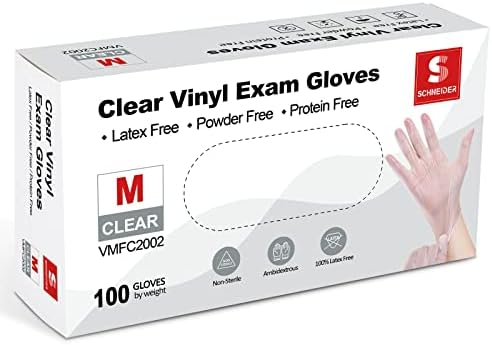 Schneider Clear Vinyl Exam Gloves Latex-Free 4 mil disposable food-safe hypoallergenic