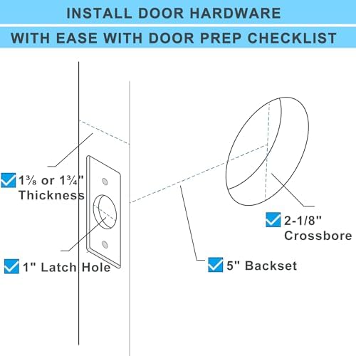 ACEPLANET 5 Inch Backset Entry Door Latch with Satin Nickel