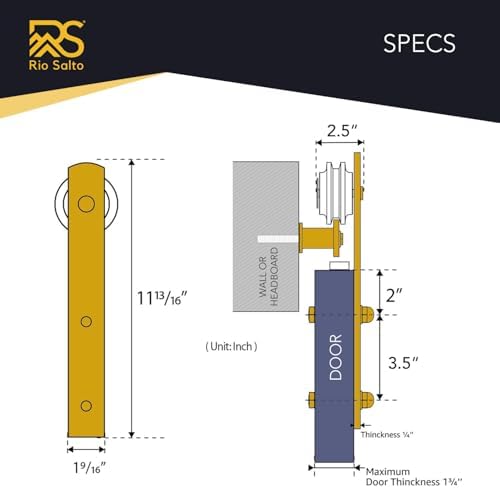 Adjustable Gold Barn Door Complete Hardware Kit