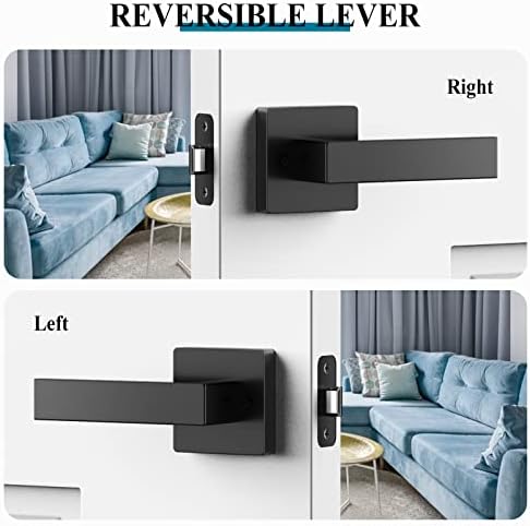 Zciuyo Front Entry Door Handle SetBlack MatteStandard Cylinder Door Hardware with 2 Adjustment Latches and 100 Warranty