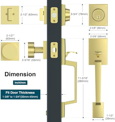 Premium Front Door Lock Set with Gold Knob and Modern Design