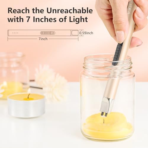 REIDEA Candle Lighter Rechargeable USB Arc Windproof Flameless with Safe Button for Home Kitchen