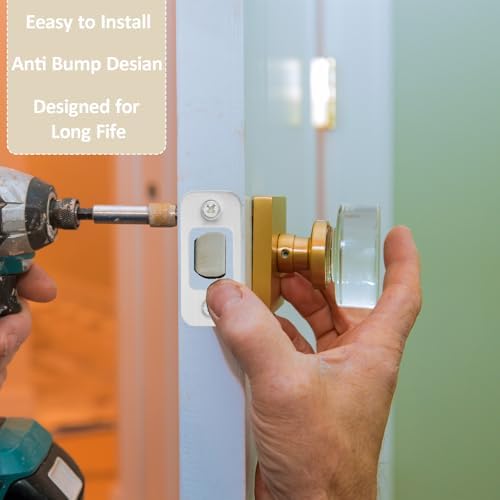 Tucnoeu 4-Pack Stainless Steel Door Strike Plate with Screws Heavy-Duty Door Lock Replacement