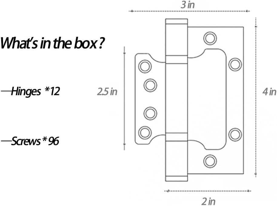 12-Piece Set of Ultra-Sturdy Stainless Steel Door Hinges for Smooth Motion Long-Lasting Durability