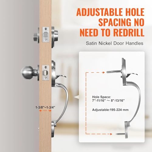 Adjustable Front Door Lock Set with SATIN Nickel Finish for EasyInstallation