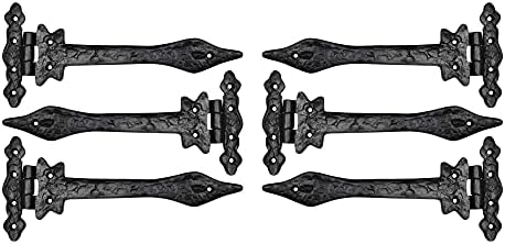 AKATVA 6-Piece Cast Iron Gate Hinges Set - Heavy Duty Outdoor Door Hinges with Matte Black Finish