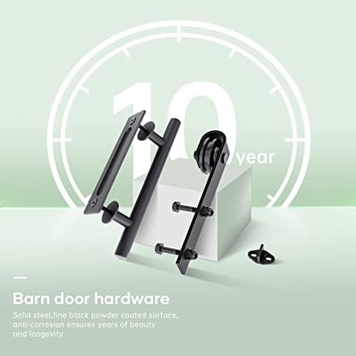 FREDBECK Double 21inx84in White Barn Door and 7FT Sliding Barn Door Hardware Kit