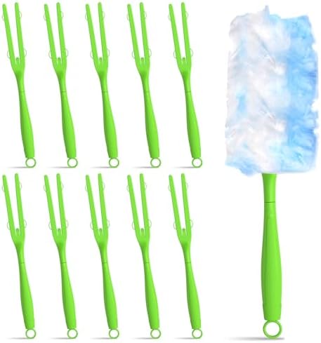 Extendable Duster Handle Set - 10pc Green Handles Compatible with Swiffer