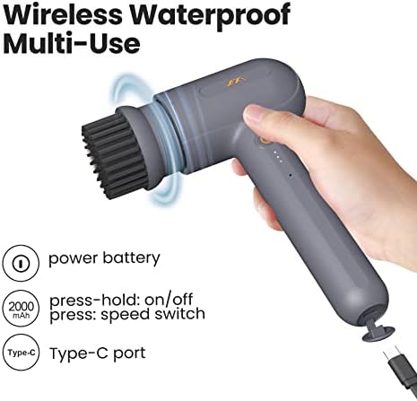 JIMIHOMEElectric Cleaning Brush with 3 Variable Brush Heads and 6 Pad Heads