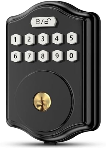 Black Smart Deadbolt - Keyless Entry Door Lock with 2 Keys