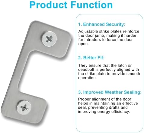 Adjustable Strike Plate with Stainless Steel Security for Home Doors