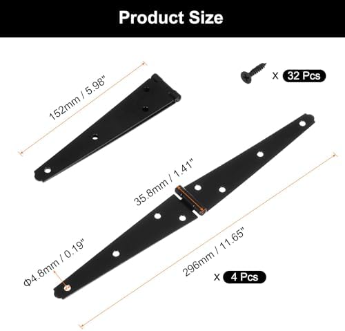 UExcel 4Pc Heavy-Duty Strap Hinges for Sheds Barns more