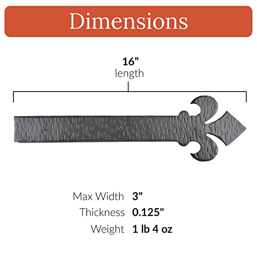4 Pack 16 Inch Black Fleur De Lis Faux Strap Hinges