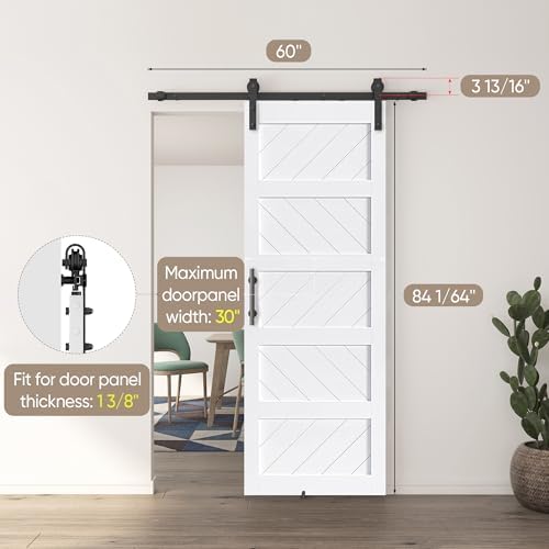 JUBEST 30 x 84 Barn Door Kit with Wave Shape Design