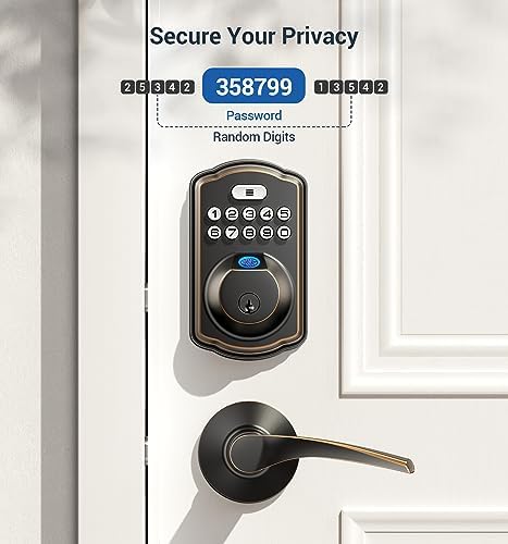 Fingerprint Door Lock - Veise Smart Keypad with Keypaddead bolt Oil Rubbed Bronze