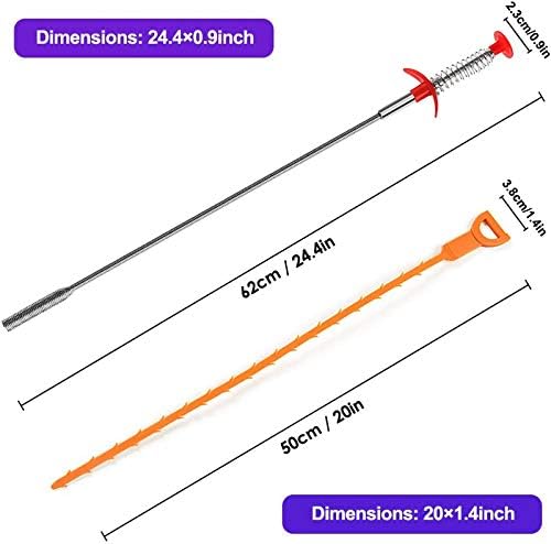 Domejo 7-Piece Drain Auger Set Grit Hair Remover for Shower Toilet Kitchen Sink Bathroom