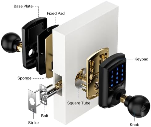 Professional 5S Keyless Door Lock with Code_MATTE BLACKProfessional Install