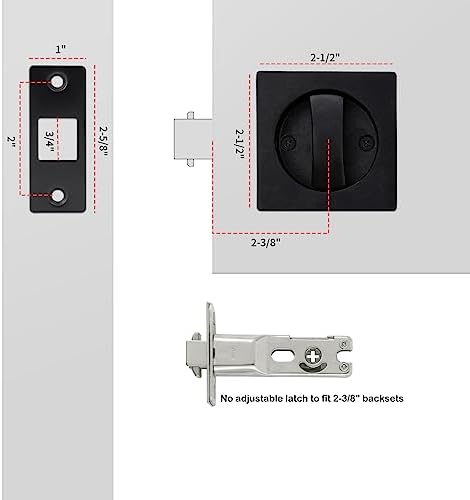 Secure Black Pocket Door Lock for Bedroom Bathroom