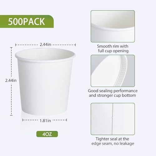 500 x 4oz White Disposable Coffee Cups for Parties Picnics Travel