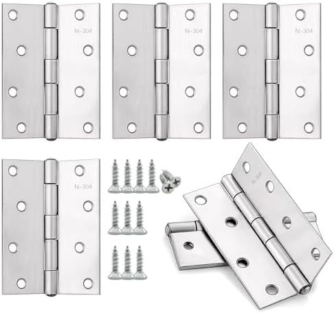 Anstore 4-Piece Stainless Steel Door Hinges for Wood 4-Inch Thickened Bifold Door Hardware