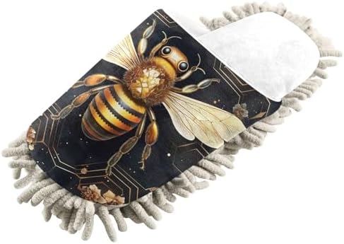 RunningBear White Vintage Black Bee Mop Slippers