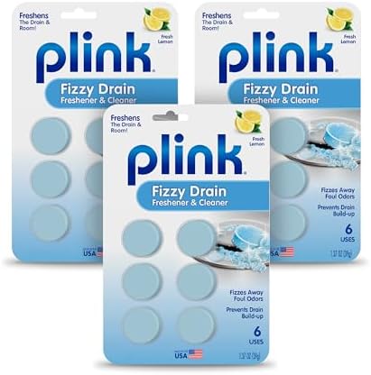 Plink Fizzy Drain Freshener Cleaner 18 Tablets 3 Packs Lemon Scent