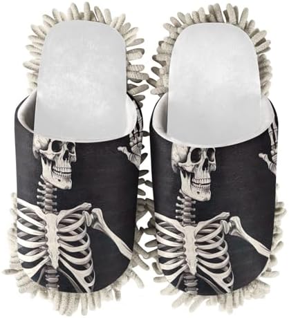 Wellness Style White Hi Skeleton Black Replacement Mop Slippers for Home Office