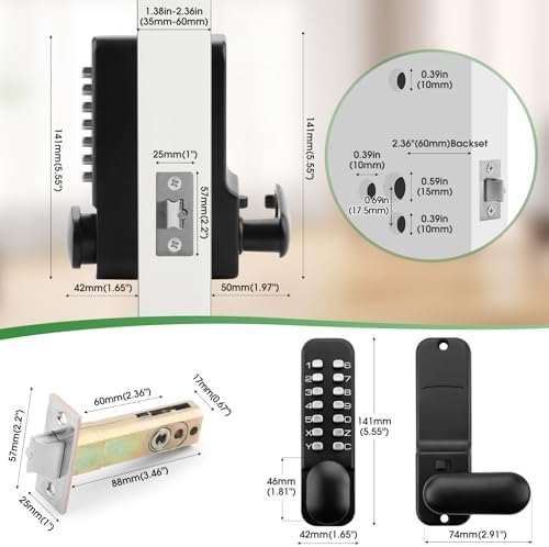 Mechanical Keyless Entry Door Lock with Keypad Front Door Lock for Warehouse with 10 Years Warranty