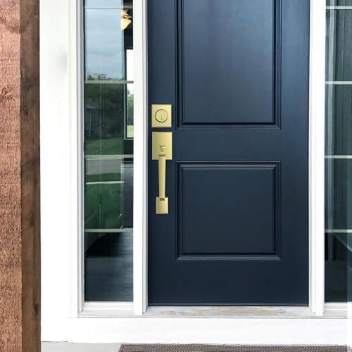 Premium Front Door Lock Set with Gold Knob and Modern Design