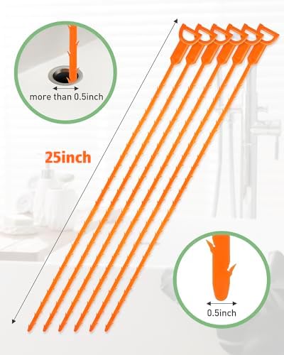 DrSnake 25-Inch Drain Hair Remover - 6 Pack