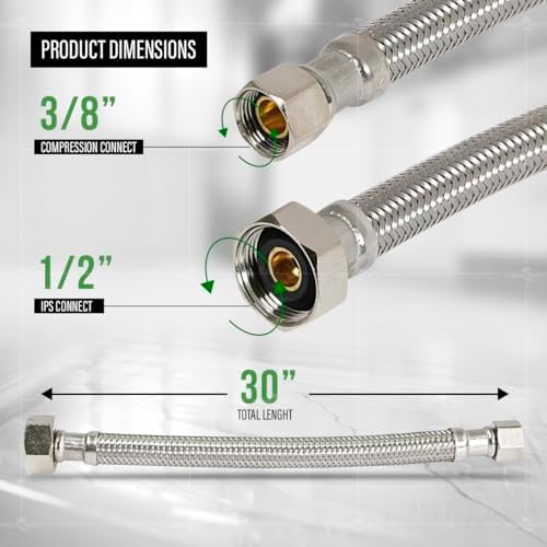 Sturdy Stainless Steel Faucet Hose 30 Length 4-Pack