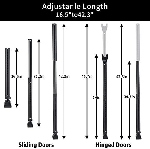 Durable Door Security Bar for Sliding patio Doors - Black